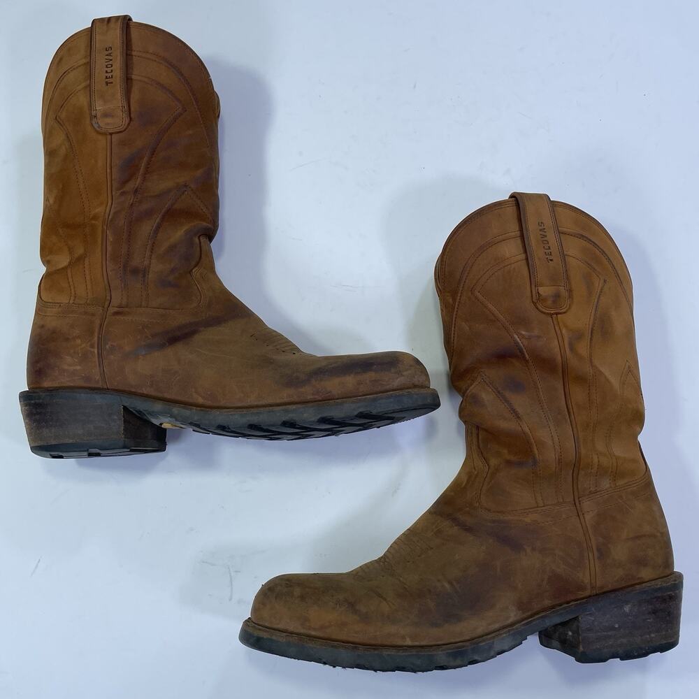 Tecovas Boots The Bandera Sz 9.5 D Vibram Brown Leather Cowboy Ranch Handmade